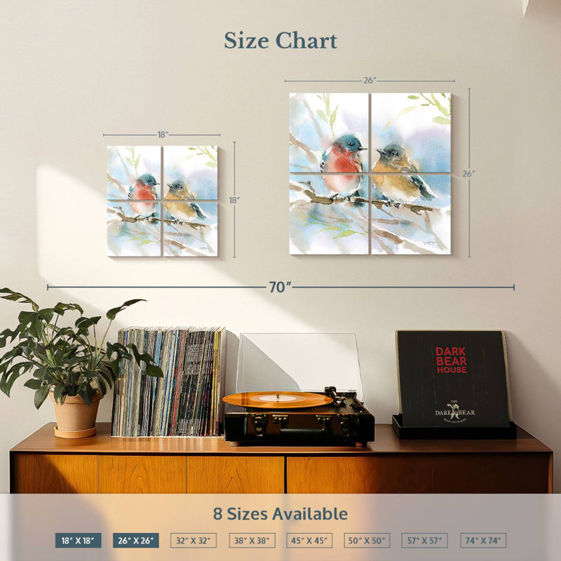 Brampt Bluebird Pair In Spring, 26'' H x 26'' W