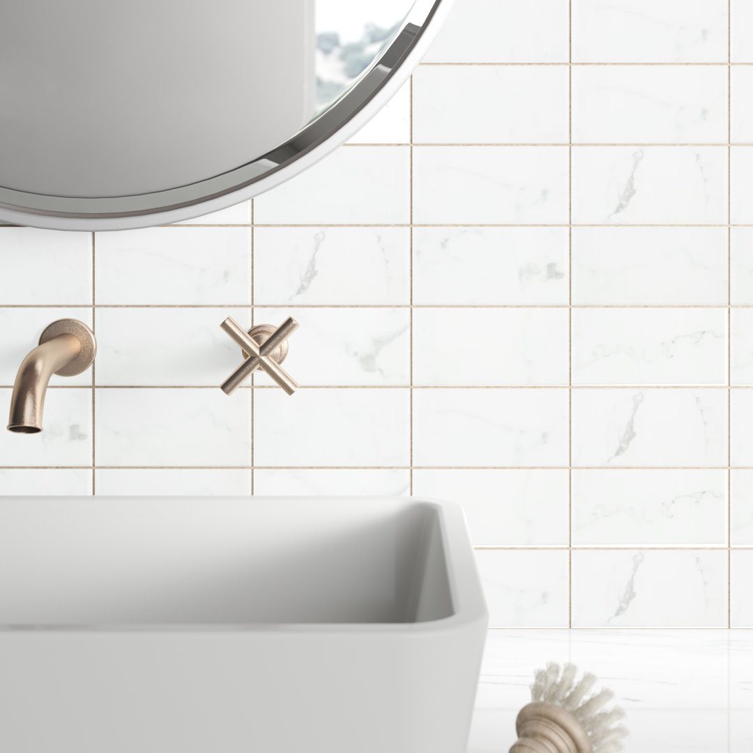 Classico Carrara 3" x 6" Ceramic MarbleLook Subway Wall Tile Merola Tile