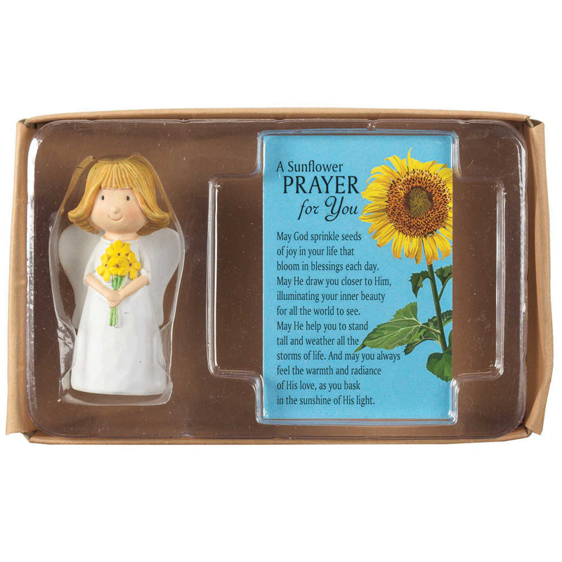 Figurine ange priant pour un tournesol