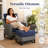 5 Piece Patio Wicker Chair Set With Ottomans And Side Table, Outdoor Rattan Conversation Set With 6" Thick Olefin Cushions, Gray Wicker Bistro Furniture Set For Porch, Garden, Balcony, Blue
