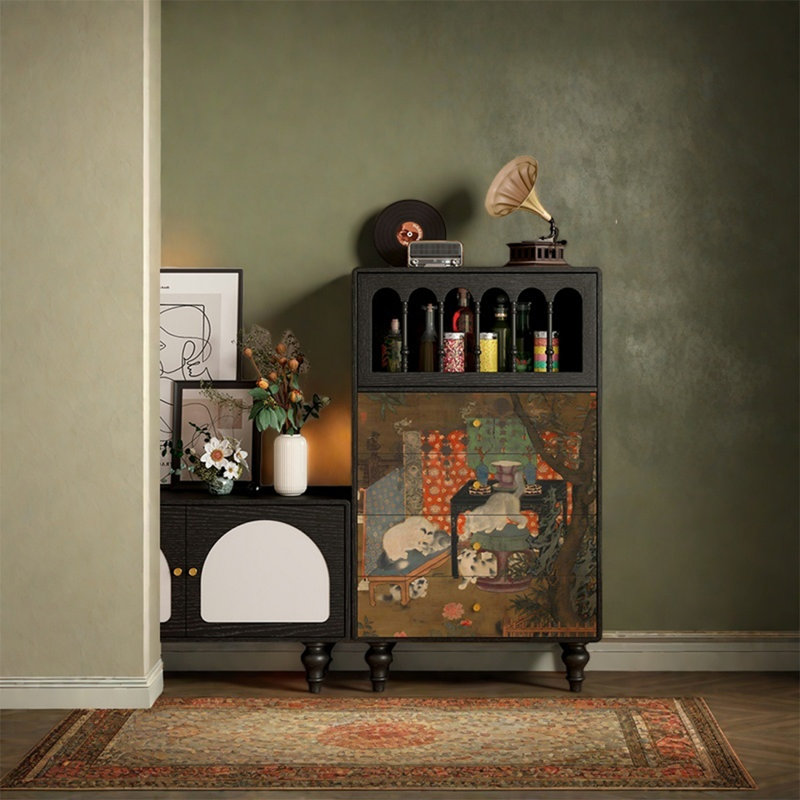 Armoire de rangement en pin massif avec tiroirs et porte