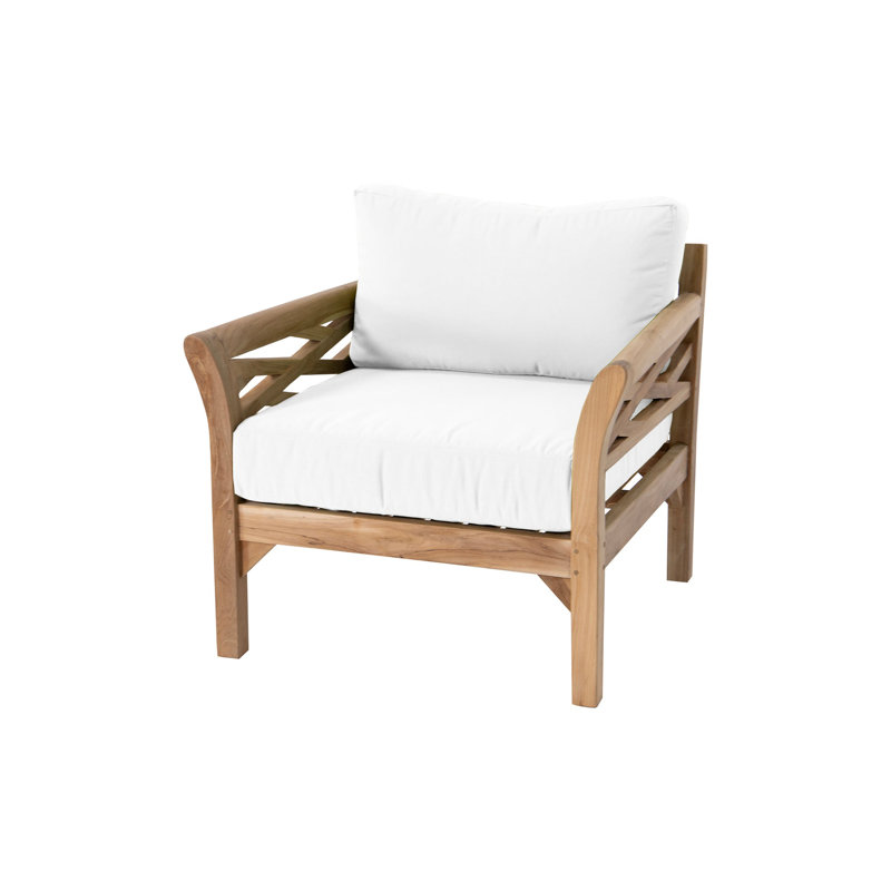 Monterey Teak Outdoor Club Chair with Sunbrella Cushions, White