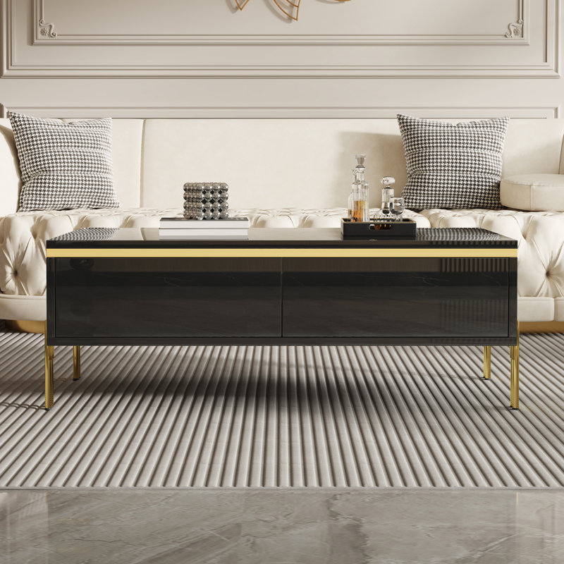 Modern High-Gloss Coffee Table, Black