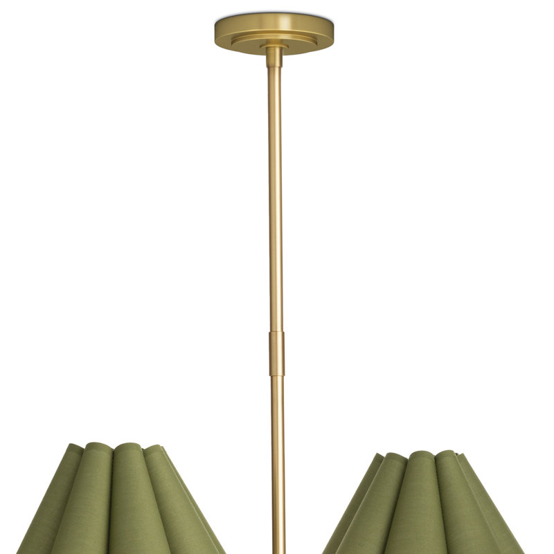Polly 6-Light Chandelier, Natural Brass, Green