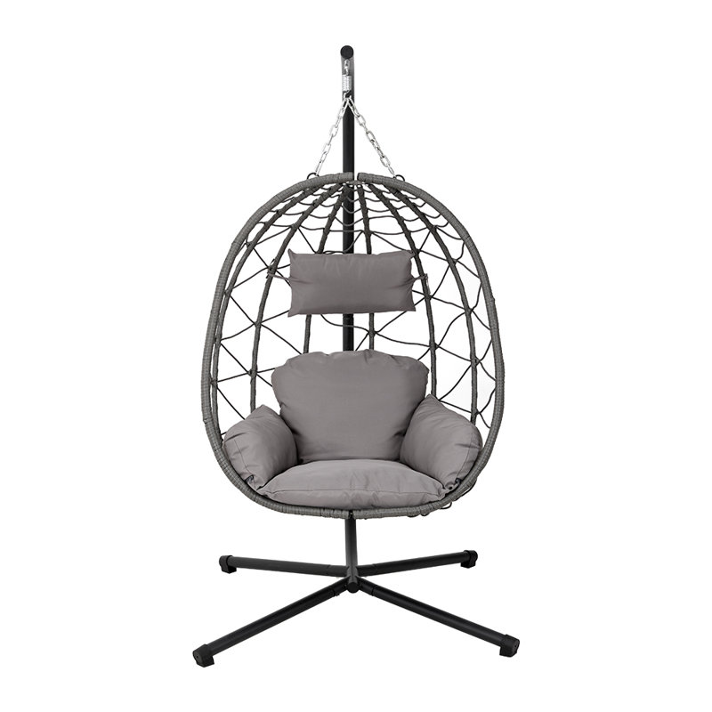 Egg-Shaped Chair Hammock with Stand, Light Grey