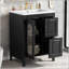 Meuble-lavabo compact compact de 24 pouces avec lavabo, deux tiroirs et tablette réglable pour un rangement efficace et un style moderne
