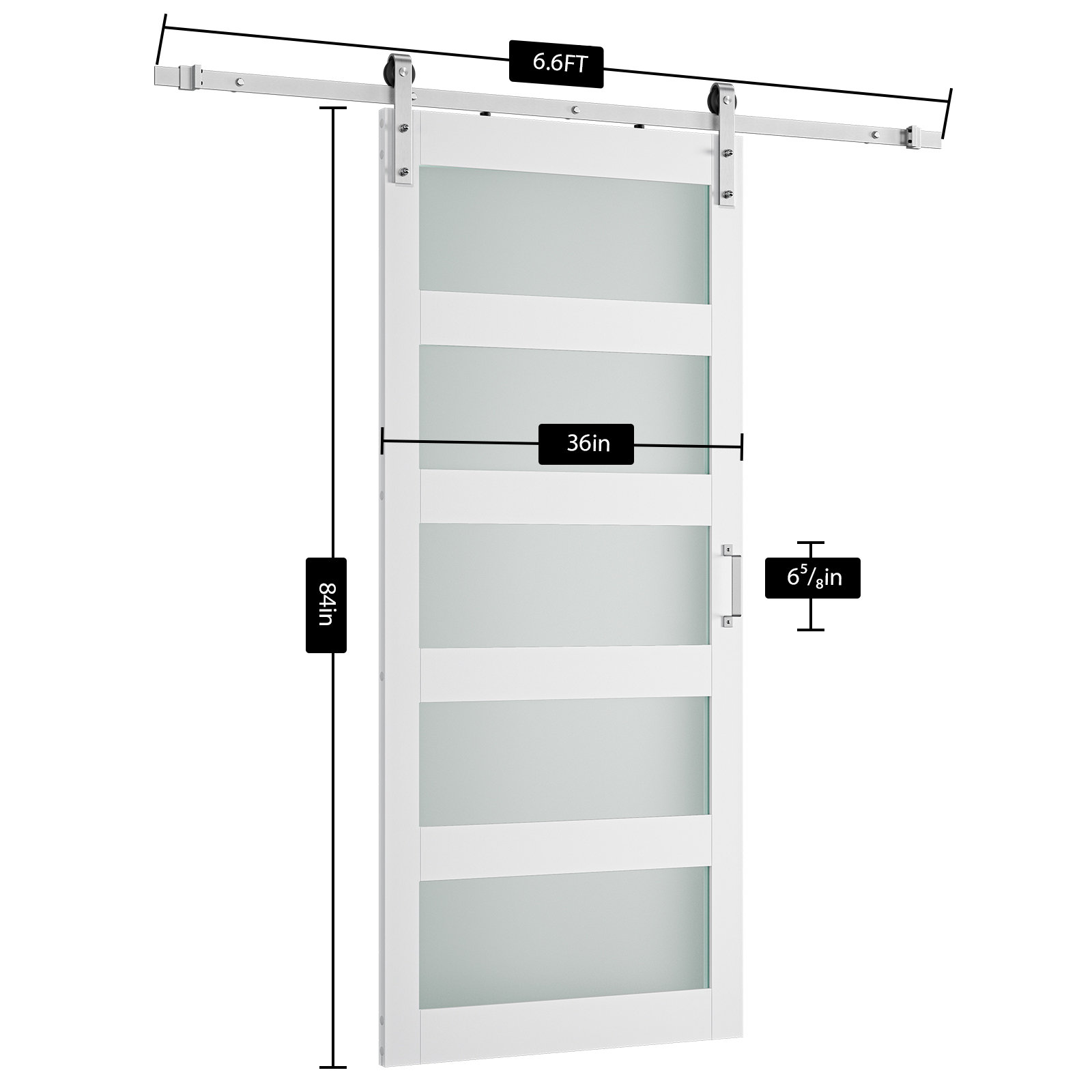 SARTODOORS Sturdy Barn Door 42 x 96 inches Frosted Glass