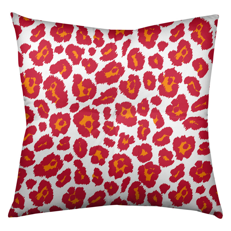 Housse et insert de coussin carré touffeté Throwback, H 26 po x l 26 po x P 3 po, Blanc / rouge / orange