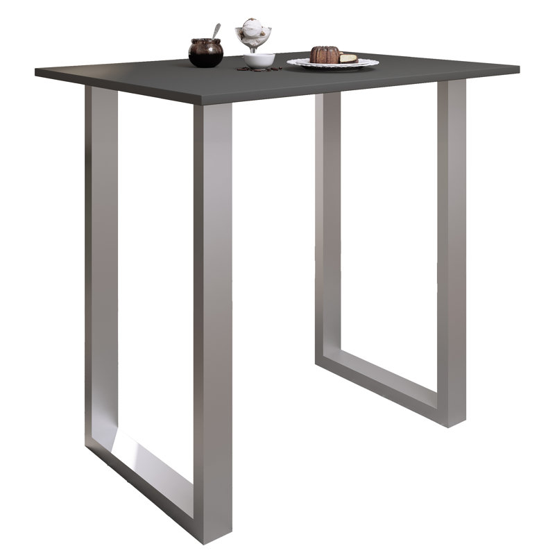 Xona Bar Table, Matt brushed nickel, Black, 102cm H x 110cm W x 80cm D