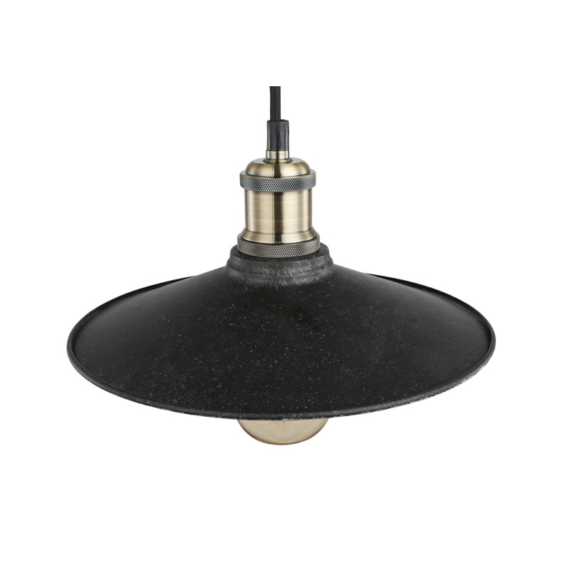 Luminaire suspendu conique à 1 lumière Pinnix, Laiton antique