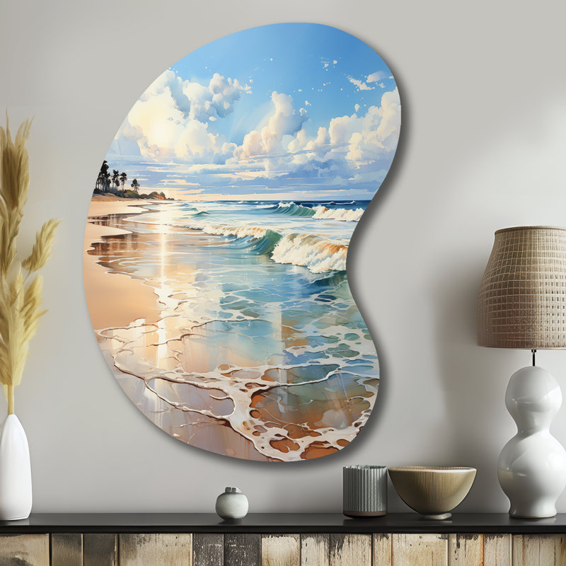 Mojica - décoration murale asymétrique en métal plage côtière, sculpture murale en métal de forme unique, H 39 po x l 28 po