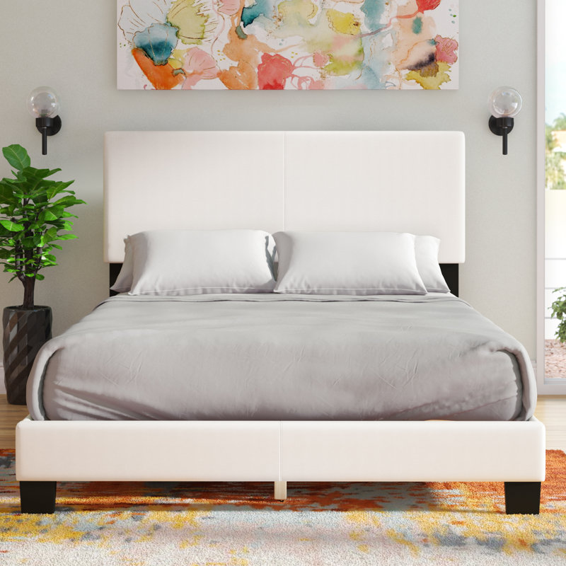 Modern Twin Faux Leather Upholstered Bed with Wood Frame