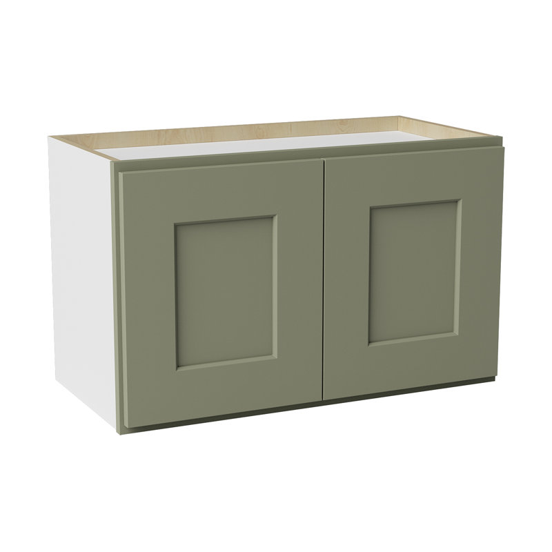 Armoire de cuisine en bois massif prête à assembler, H 15 po x l 24 po x P 12 po, Vert sauge