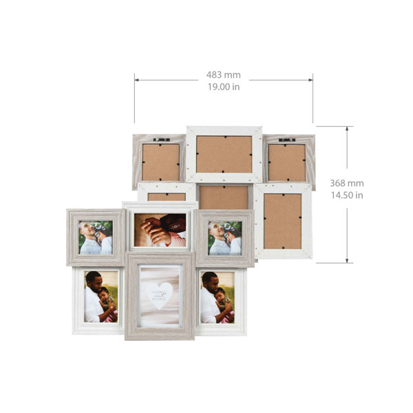 Gracie Oaks 6-Opening 19 X 14.5 Two-Toned Picture Frame Wall Collage,  Displays Two 4X4, Three 4X6 And One 5X7