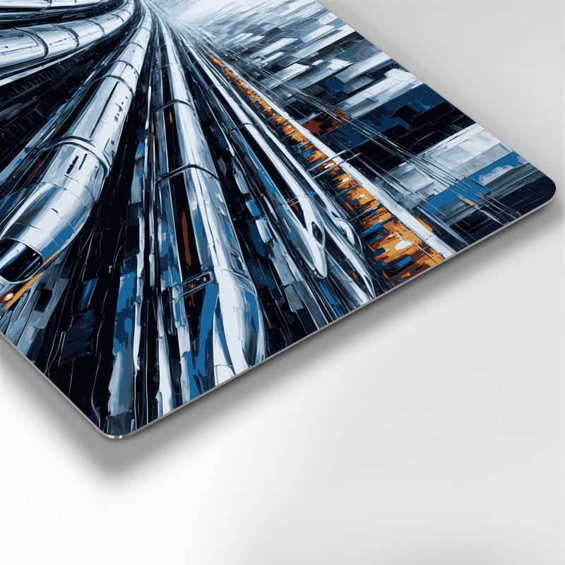 Transport, train moderne à grande vitesse, art mural en métal gris, 20" H x 30" W x 0.05" D
