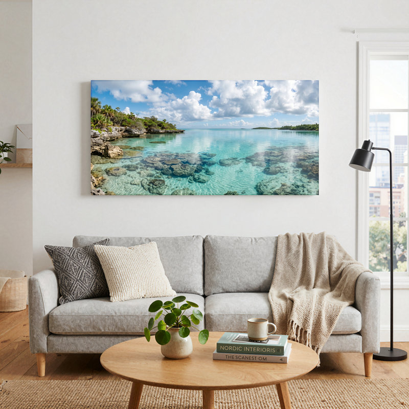 Tropical Lagoon, reproduction d'art sur toile, ensemble de 1, L 48 po x H 24 po, Toile tendue