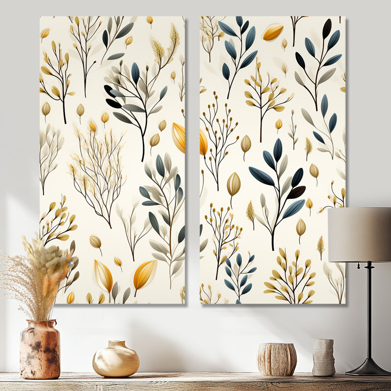 «Minimalist Nature» - art mural bohémien et éclectique, 2 pièces, H 20 po x l 24 po, Toile tendue sur cadre