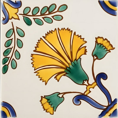 Mediterranean 4'' x 4'' Hand Painted Ceramic Decorative Accent Tile
