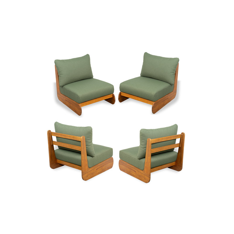 Méridienne en bois d'acacia avec coussins amovibles Bukka, Vert