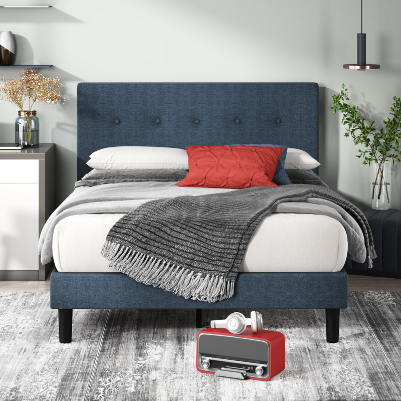Eleonora Upholstered Bed Frame with Button-Tufted Headboard, Double (4'6)