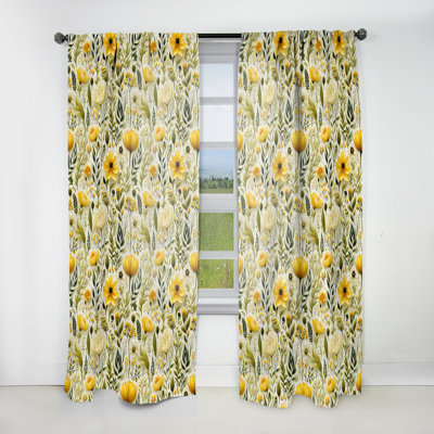 Earthy Greens Accents I - Rideau floral - Rideau floral obscurcissant - 1 panneau