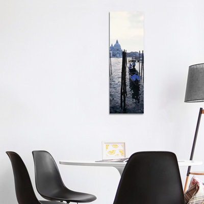 Gondolier In A Gondola With A Cathedral In The Background, Santa Maria Della Salute - Wrapped Canvas Panoramic Print