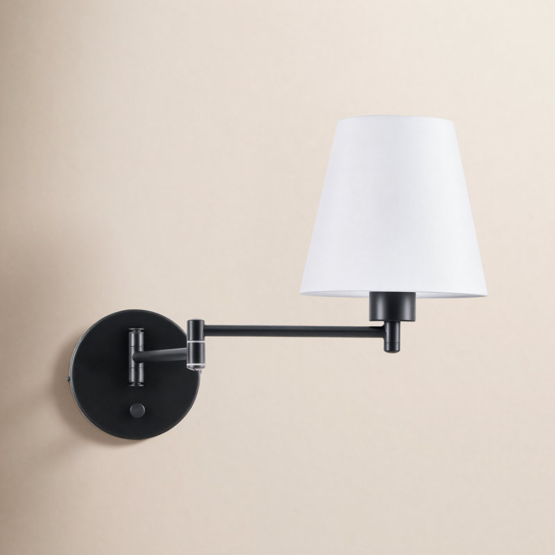 Swing Arm Sconce, Matte Black, 12.2" H x 7.09" W x 14.96" D