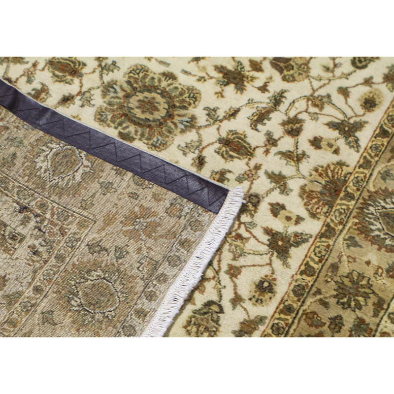 Tapis crème et brun noué à la main de haute qualité