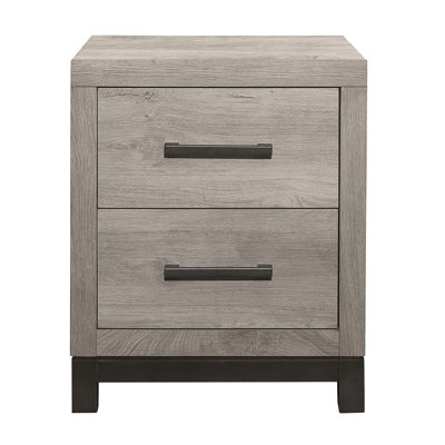 Attractive 1Pc Nightstand Of 2X Drawers Metal Bar Hardware Premium Melamine Board Wooden Bedroom Furniture