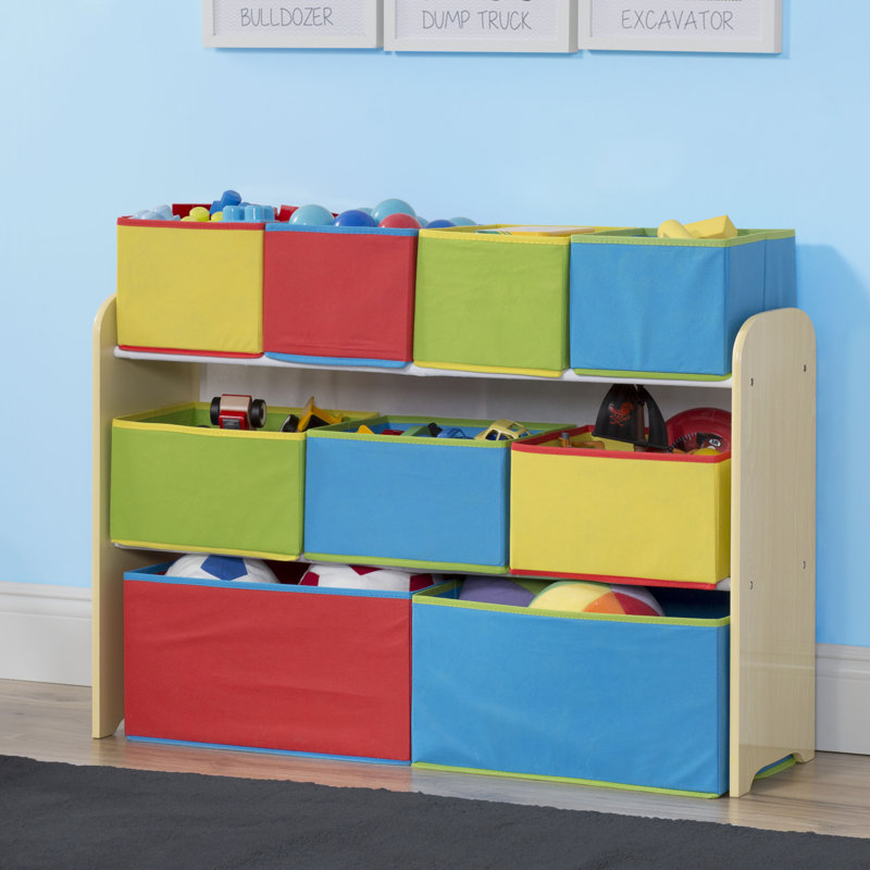 Système d'organisation de jouets avec bacs, Rouge / Bleu / Vert