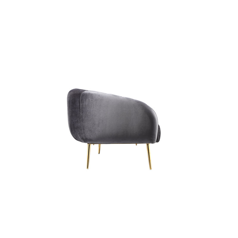 Hilda 74'' Velvet Sofa, Navy Velvet, Gray