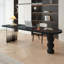 Bureau en bois massif noir demi-cercle + acrylique-1564761466