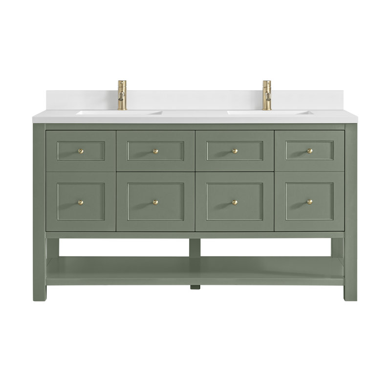 Breckenridge 60 in. Double Vanity, Smokey Celadon, White Zeus, Single Hole