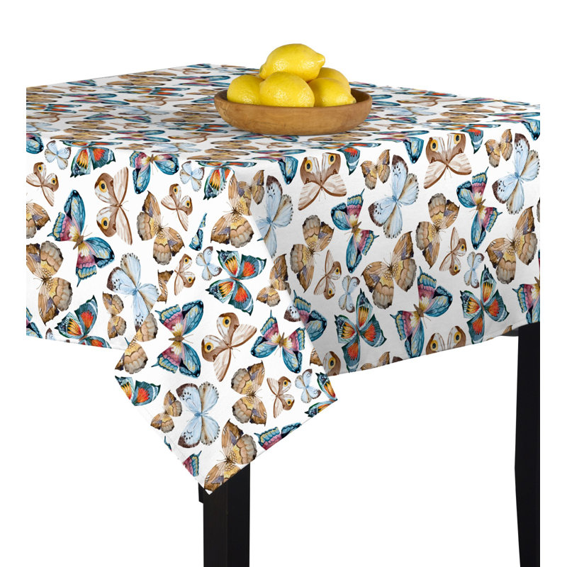 Alayna Geometric Tablecloth, 84" L x 84" W, White