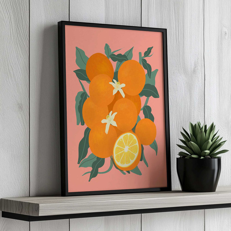 «Fruit Harvest 01 Oranges» par Garima Dhawan, reproduction d'art sur toile, H 16 po x l 12 po, Doré