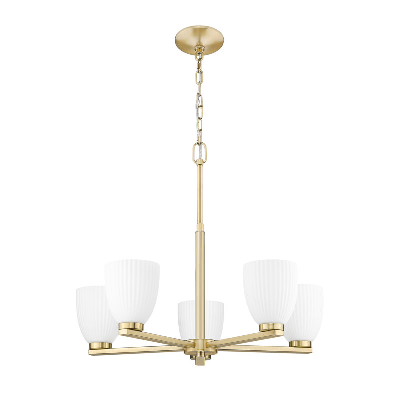 Lustre moderne Mateo, Doré, 5 lumières, H 21,25 po x l 25,25 po x P 25,25 po