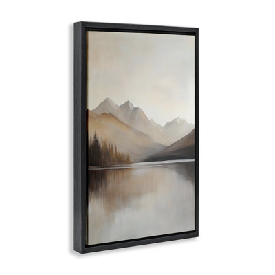 Muted Lake Neutral Landscape Floating Frame, design by Petal Prints Design