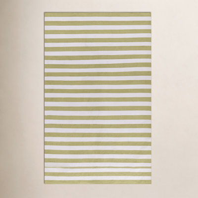 Rockaway Green Hand-Woven Striped Outdoor Rug