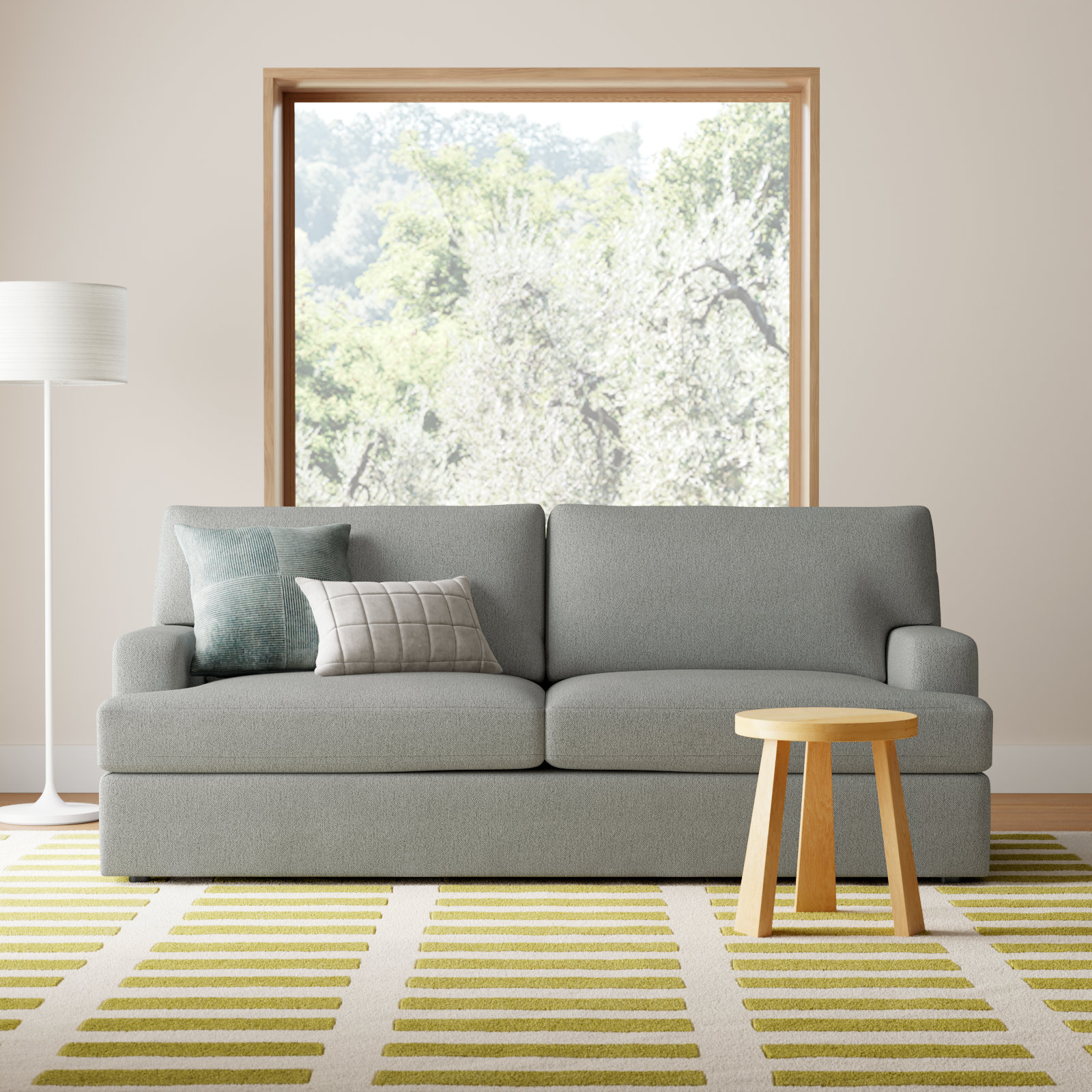 Cleo 84'' Sofa, Ticket Smoke Heathered Basketweave