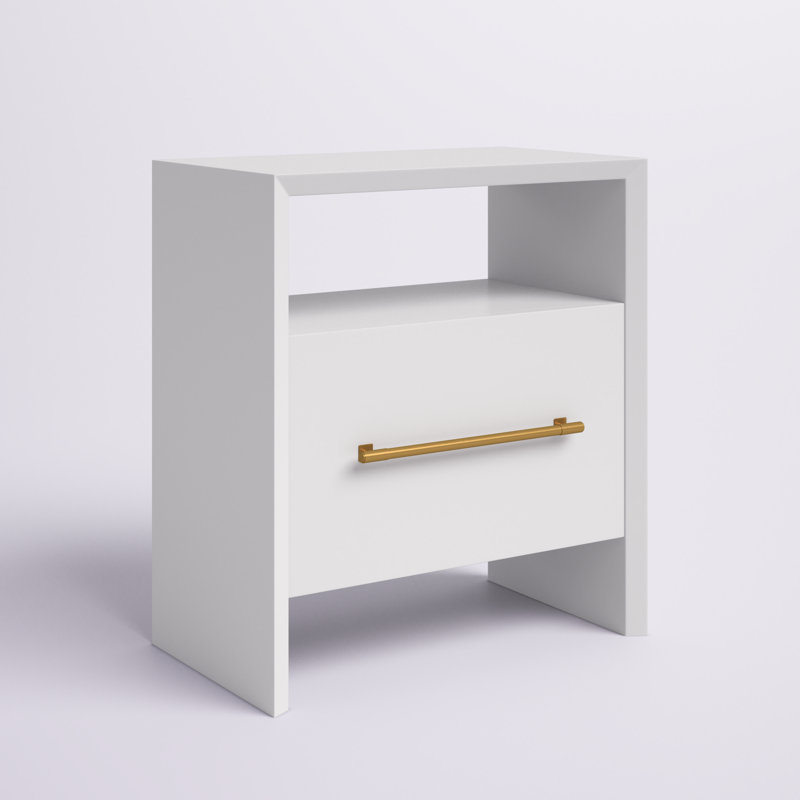 1 - Drawer Solid Wood Nightstand, White