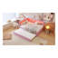 Lit plateforme tapissier pleine grandeur avec ports USB et ceinture à DEL, avec lit gigogne, rose