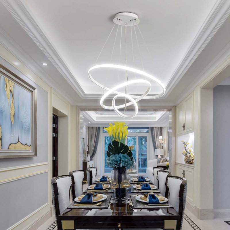 3 - Light White LED Unique/Statement Pendant, 100cm H x 60cm W x 60cm D