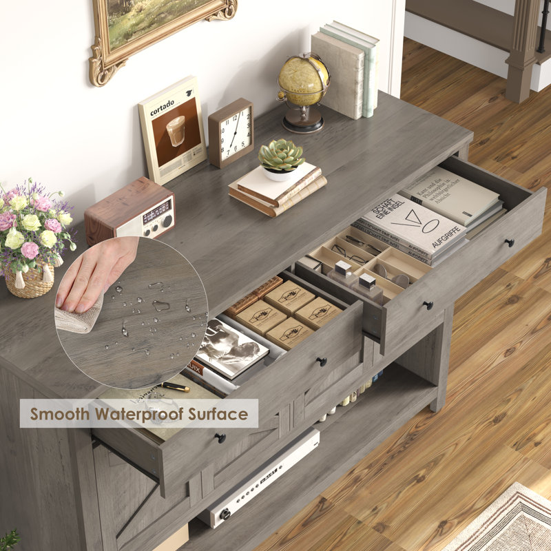 55.1" Upgraded Console Table, Entryway Table with Open Shelf, gray