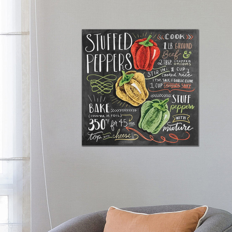 Stuffed Peppers Recipe - Print on Canvas, 66.04 cm H x 66.04 cm W x 1.91 cm D, Wrapped Canvas