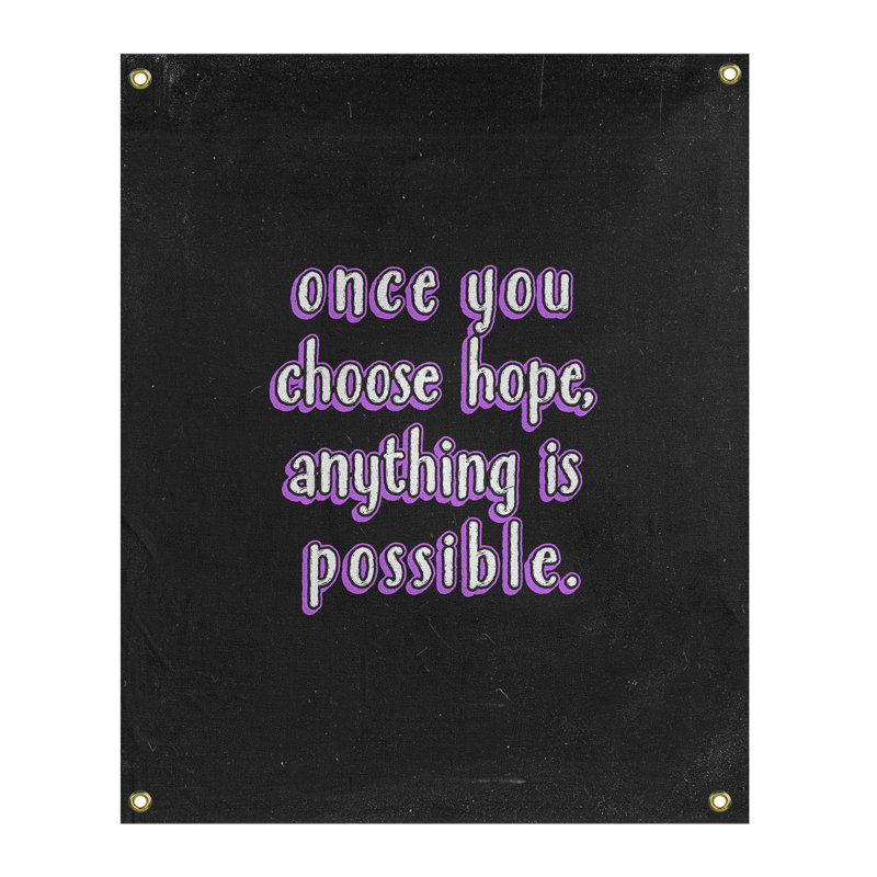Tapisserie tableau noir en polyester, citation d’espoir, H 36 po x l 26 po, Mauve