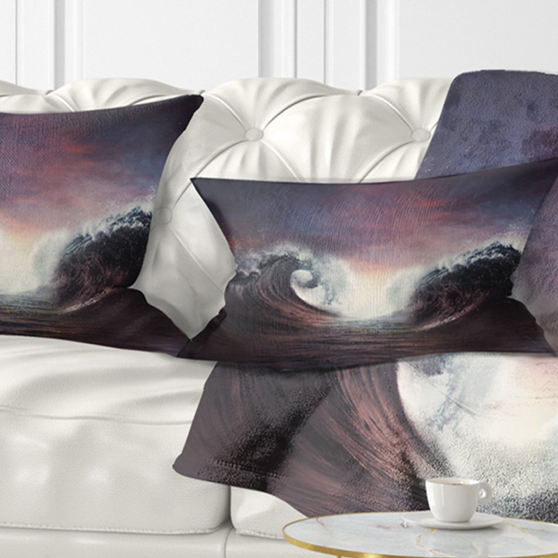 Coussin de partie foncé avec coussins colorés seascape, Rectangle 12" x 20"