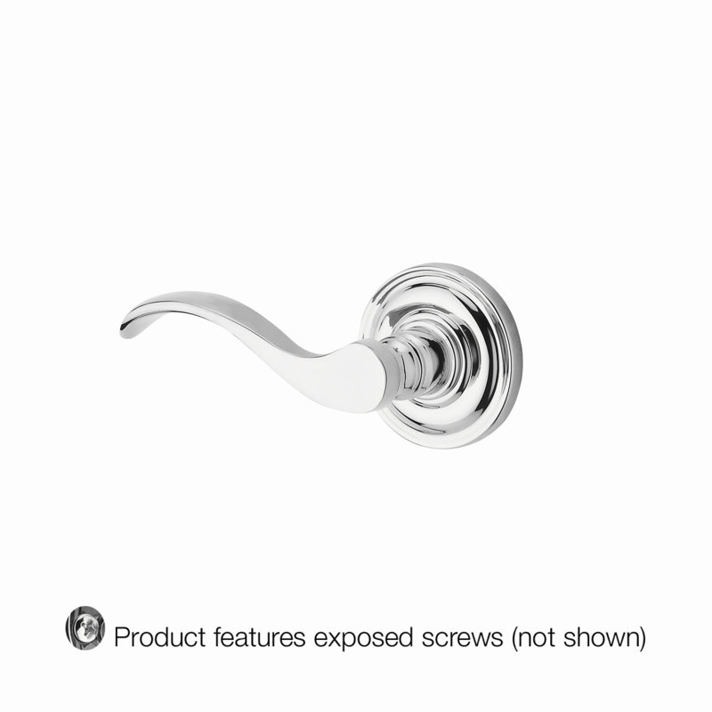 Curve Single Dummy Door Lever with Traditional Round Rose, Right, Polished Chrome