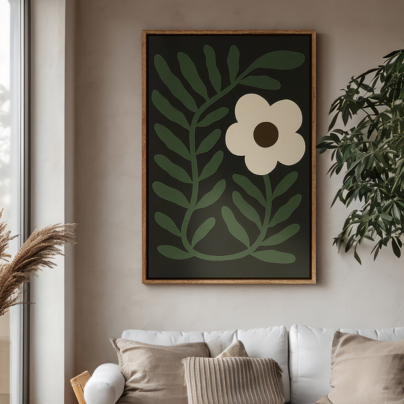 Art mural encadré, impressions murales abstraites rétro pour chambre à coucher - 16 po x 24 po, Naturel