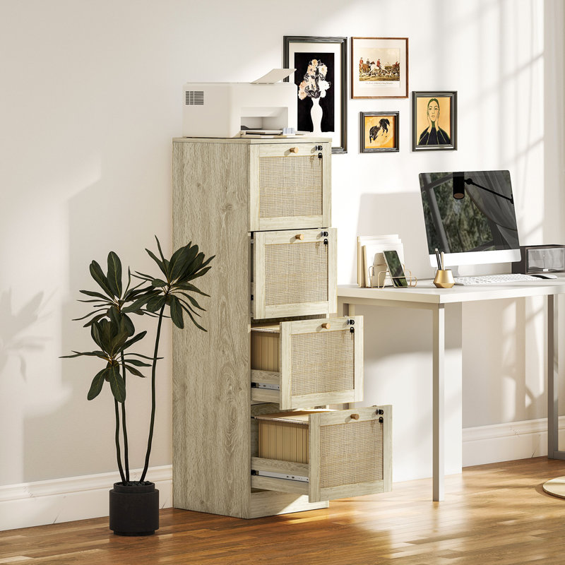 Classeur verrouillable 4 tiroirs pour format lettre A4 , Chêne