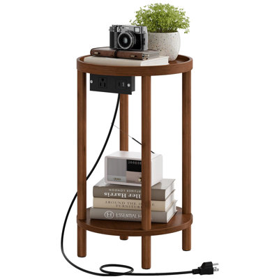 2-Tier Round Bamboo End Table